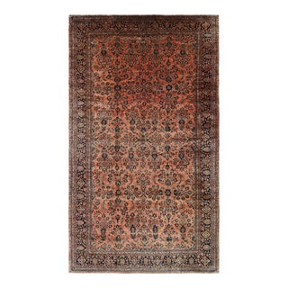 Antique Oversized Sarouk Persian Rug in Pink With Floral Patterns | Rug & Kilim For Sale