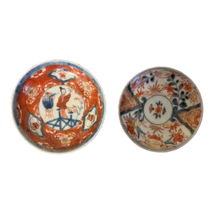 Antique 18th Century Chinese Export Imari Porcelain Small Dishes - a Set of 2