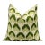 Handmade Velvet Throw Pillow With Green and Cream Geometric Design & Down Feather Insert For Sale