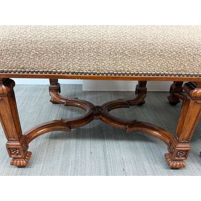 Charles Pollock Reproductions Carved Wood High-Back Armchairs, Pair For Sale - Image 9 of 12