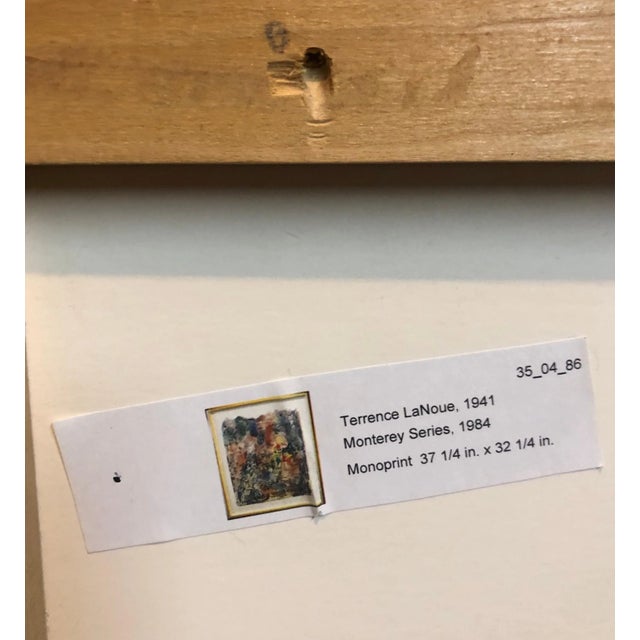 1980s Terence La NoueLarge Abstract Modernist Monterey Series Mixed Media Monotype Colorful Painting, 1984 For Sale - Image 5 of 9