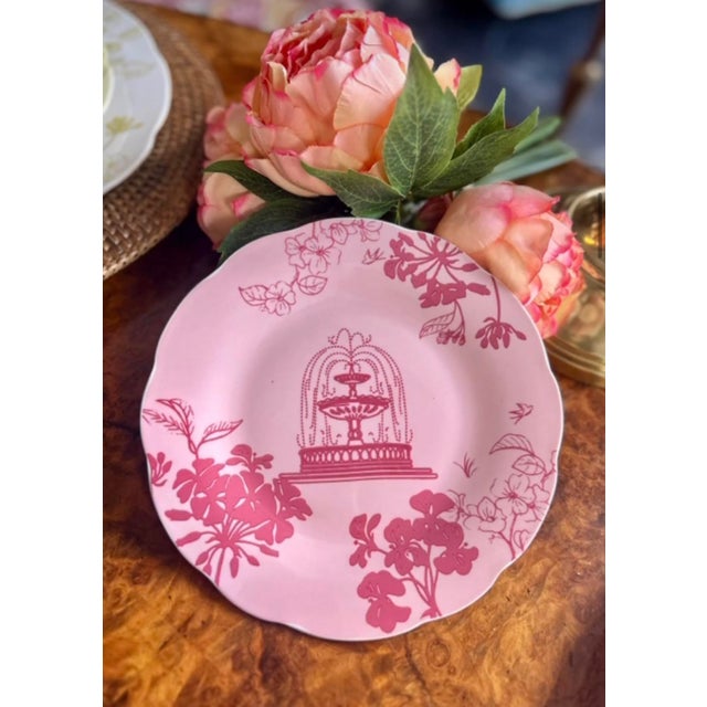 "Italian Garden" tableware set for 6 people, consisting of 2 pink plates, 2 green plates, and 2 yellow plates; 2 pink...