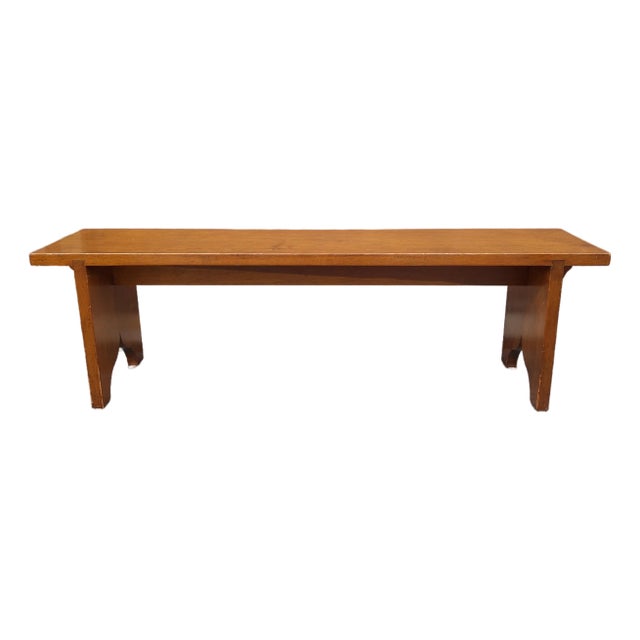 20th Century Early American Style Stained Fruitwood Bench For Sale