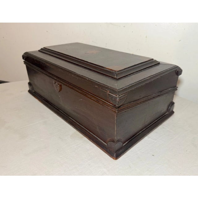 Large Antique Handmade Folk Art Wood Countertop Writing Lap Desk Box Inkwell For Sale - Image 4 of 12