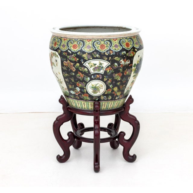 Chinese Famille Noir Porcelain Fish Bowls, Pair For Sale - Image 12 of 16