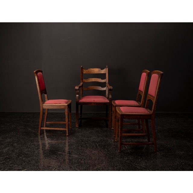 Art Nouveau Dining Table Chairs, 1920s, Set of 4 For Sale - Image 11 of 18