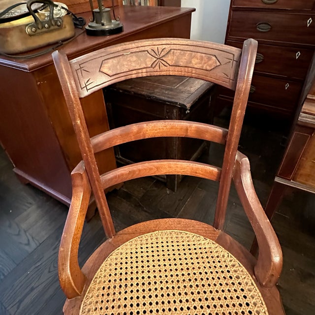 Antique Victorian Eastlake Cane Chair with Burl Inlays Details: Antique Victorian Eastlake Cane Chair with Burl Inlays and...
