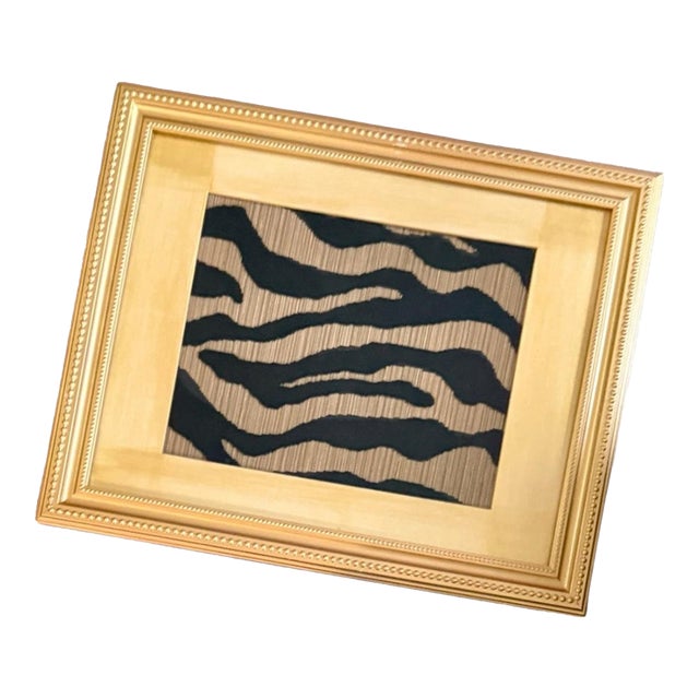 Contemporary Framed Schumacher Regine Stripe Velvet Textile Art For Sale