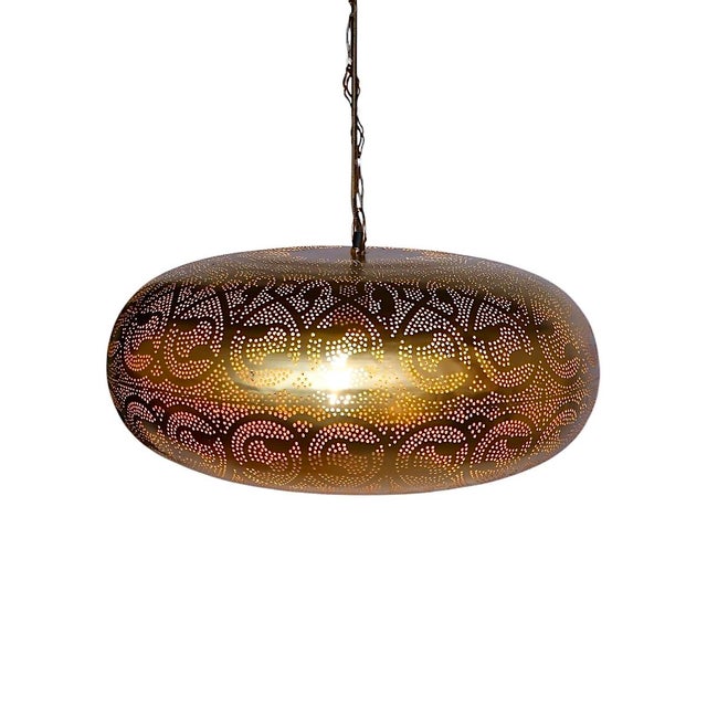 Handcrafted Brass Moroccan Pendant Light For Sale - Image 4 of 5