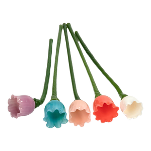 Group of Five Art Glass Long Stem Flowers