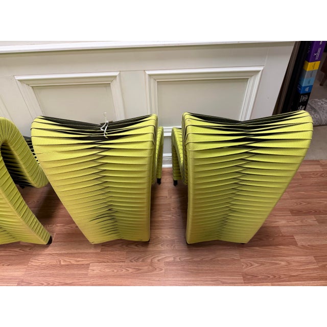 Late 20th Century Set of 4 Contemporary Lime Green Seat Belt Dining Chairs by Phillips Collection For Sale - Image 4 of 10