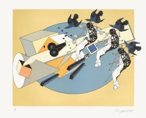 1980s "Black Shape" Lithograph by Alain Le Yaouanc