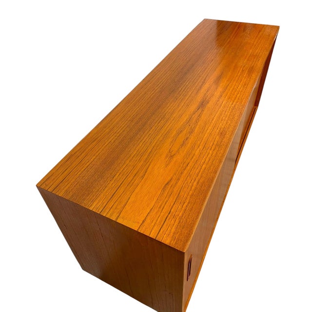 Vintage Danish Mid-Century Modern Teak Sliding Door Credenza / Sideboard With Drawer For Sale - Image 12 of 13