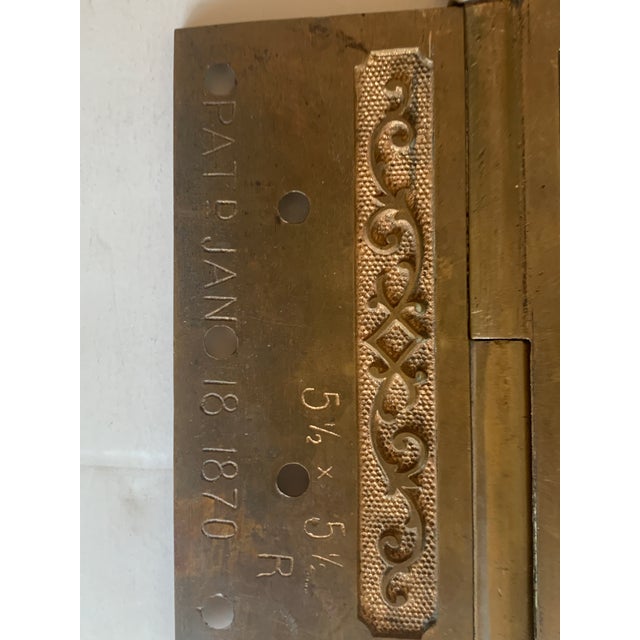 Late 19th Century Pair of Fine Victorian Era Decorative Hinges Marked 1870 For Sale - Image 5 of 10