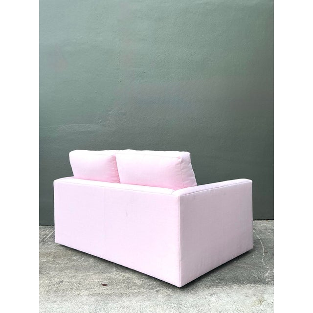 Pink Vintage Cr Laine Loveseat in Romo “Linea Rosewater” With Samuel and Sons Trim For Sale - Image 8 of 12