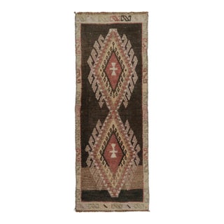 Vintage Turkish Gift-Sized Rug With Geometric Twin Medallions - Rug & Kilim For Sale