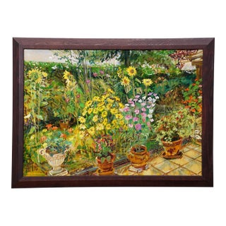 In the Neighbor’s Garden, 1996 – Oil Painting by Alexander Michael For Sale