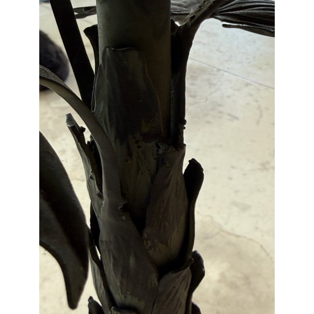 Vintage Monumental Sculptural Verdigris Palm Tree Floor Lamps, Attributed to Maison Jansen-Pair For Sale - Image 9 of 12