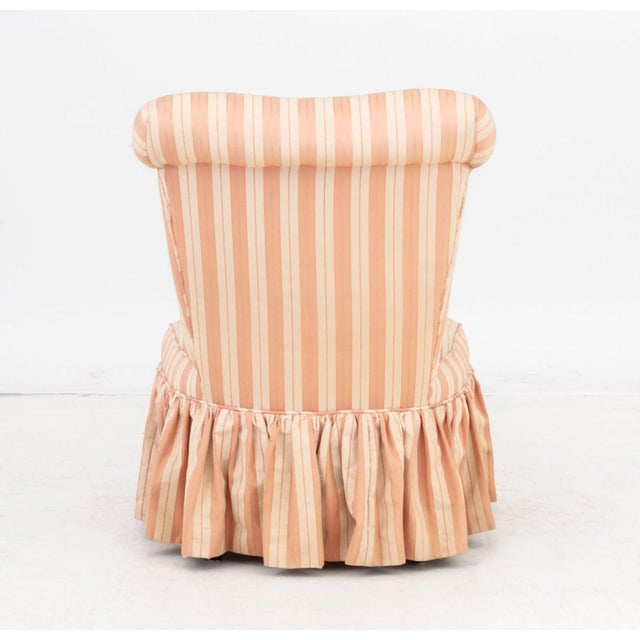 Pink Pink Striped Silk Upholstered Slipper Chair For Sale - Image 8 of 8