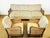 Mid-Century Modern Art Deco Living Room Set in Curved Wood with Tweed and Cane, 1950s, Set of 3 For Sale - Image 3 of 18