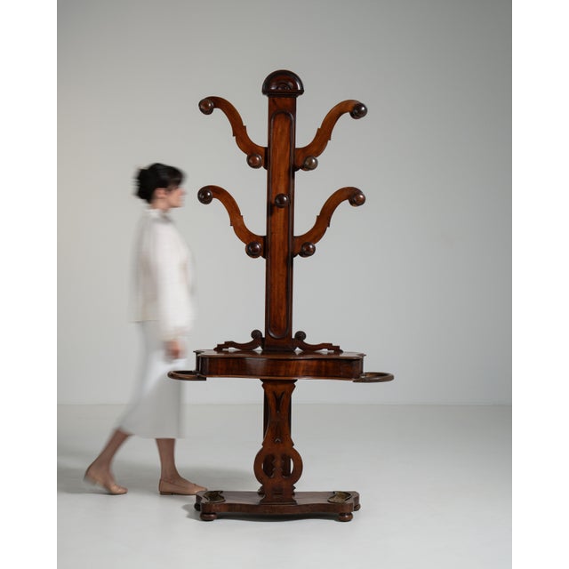 19th Century United Kingdom Victorian Brown Mahogany Coat Rack For Sale - Image 13 of 14