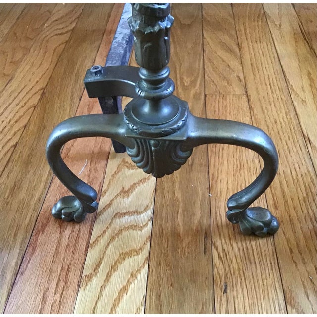 1920s 1920s Solid Brass Traditional Andirons - a Pair For Sale - Image 5 of 10