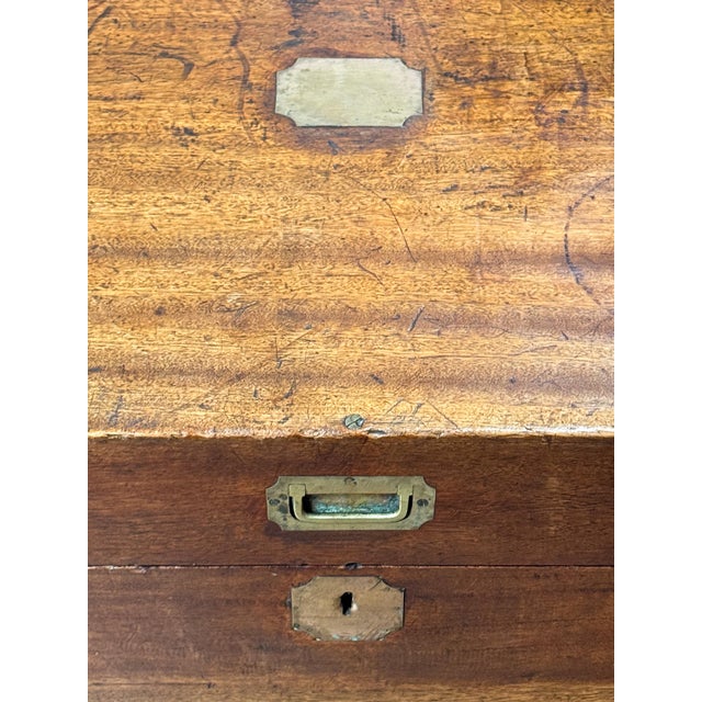 British Campaign Military Officer's Trunk or Chest of Brass-Bound Camphorwood For Sale - Image 12 of 14