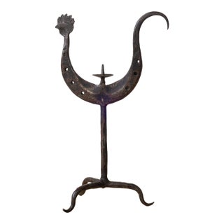 1950s French Iron Rooster Candlestick For Sale
