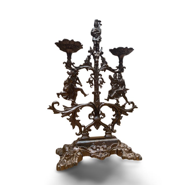 Gothic Revival Patinated Wrought Iron Candelabra, 19th Century For Sale - Image 3 of 17