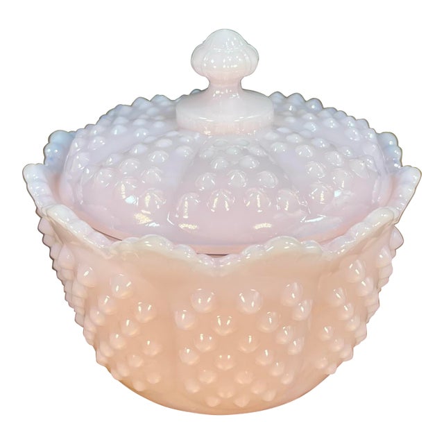 Mid 20th Century Mosser Glass Gigi Crown Tuscan Pink Butter Tub With Lid For Sale