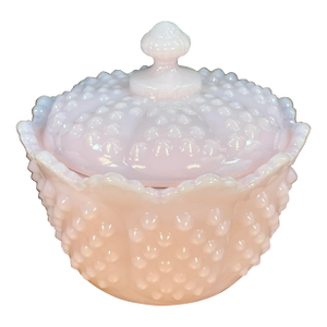 Mid 20th Century Mosser Glass Gigi Crown Tuscan Pink Butter Tub With Lid