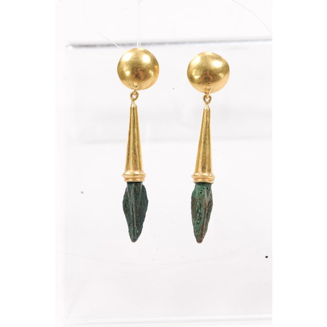 Contemporary Ancient Roman Arrowhead Earrings W/ 21k, A Pair For Sale - Image 3 of 11