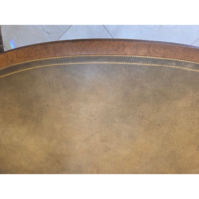 Animal Skin Mid-Century Weiman Heirloom Quality Leather Top Oval Coffee Table - Model 12-53146 For Sale - Image 7 of 10