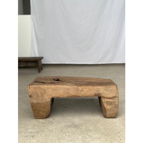 Stool in Raw Organic Monoxyl Asian Teak with Openwork Base For Sale - Image 14 of 18