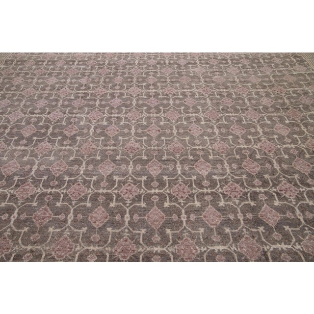 Allover Geometric Modern Khotan Style Wool Rug Handmade in Gray For Sale In New York - Image 6 of 8