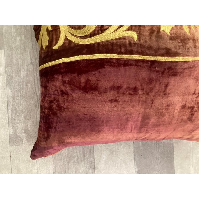 Textile Zuber Gold Embroidery on Aged Red Velvet -6 For Sale - Image 7 of 10