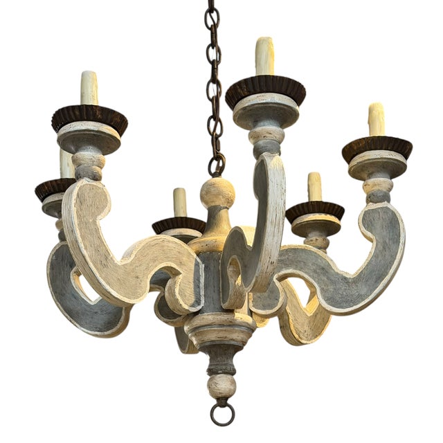 Paul Ferrante French Country Paint Decorated Chandelier.