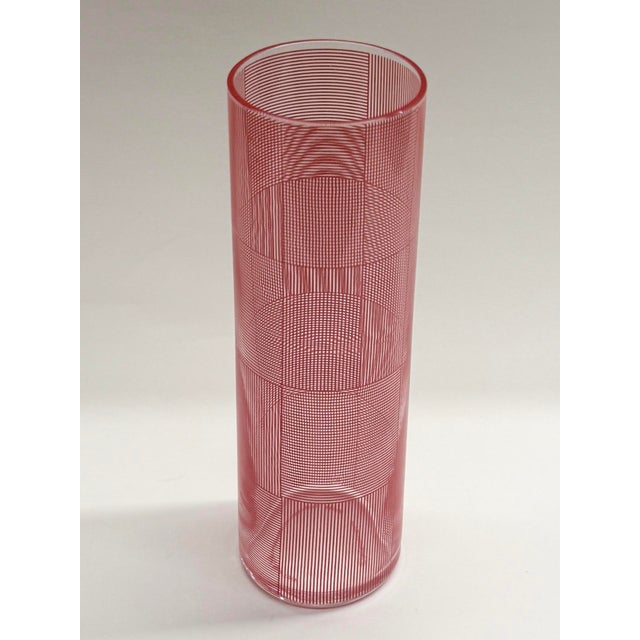 Contemporary Rare 2000s Sydney Cash Optical Red Glass Vase for MoMA For Sale - Image 3 of 5