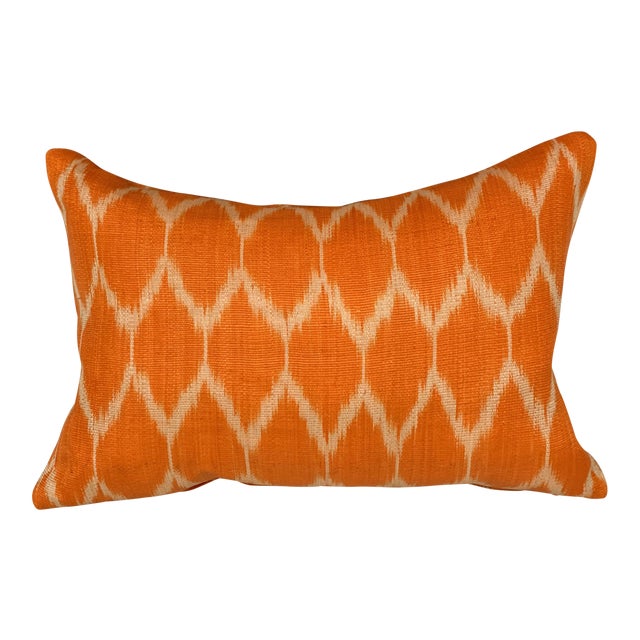 Contemporary John Robshaw Raffia Orange Lumbar Pillow Chairish