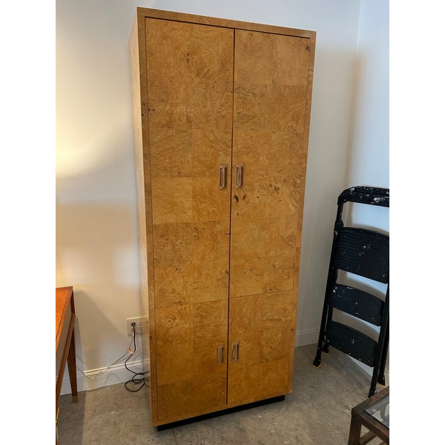 Mod Mod World. These vintage brutalist style Burlwood veneered bar cabinets certainly exude the no-none sense sexy...