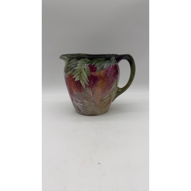 A Rare Hand Painted Jean Pouyat Limoges Porcelain Pitcher by F. M. Wood, Circa 1900 For Sale - Image 6 of 12