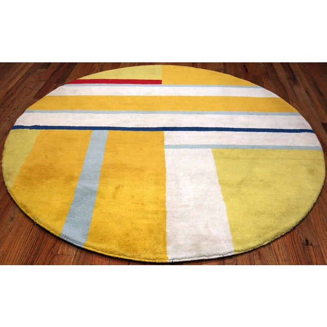 A Magnificent and Artistic Gold Round Ilya Yulievich Bolotowsky Art Rug, Country of Origin / Rug Type: India, Circa Date:...