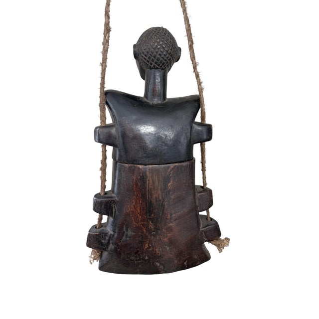 Vintage Tribal African Luba Congolese Female Sculpture Carved Box 21.5" H For Sale In New York - Image 6 of 7