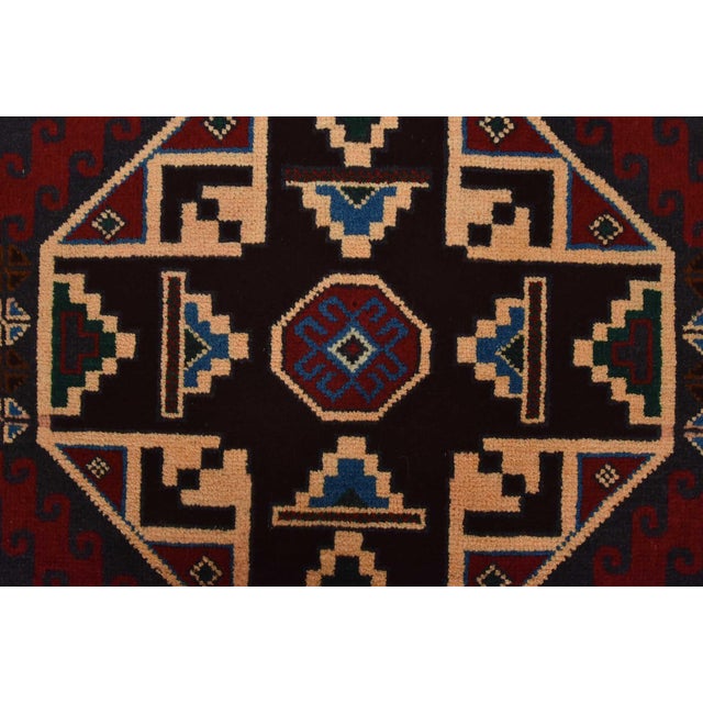 Baloch Rug 3′ X 4’10” Blue Wool Vintage Tribal Hand-Knotted Oriental Carpet For Sale In Philadelphia - Image 6 of 10