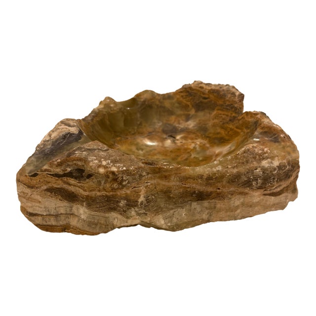 Mid Century Modern - Brutalist Italian Earth Tone Stone Ashtray / Trinket Holder For Sale