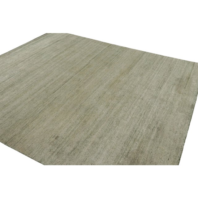 Rug & Kilim Rug & Kilim’s Modern Textural Rug in Light Green Tones and Striae For Sale - Image 4 of 7