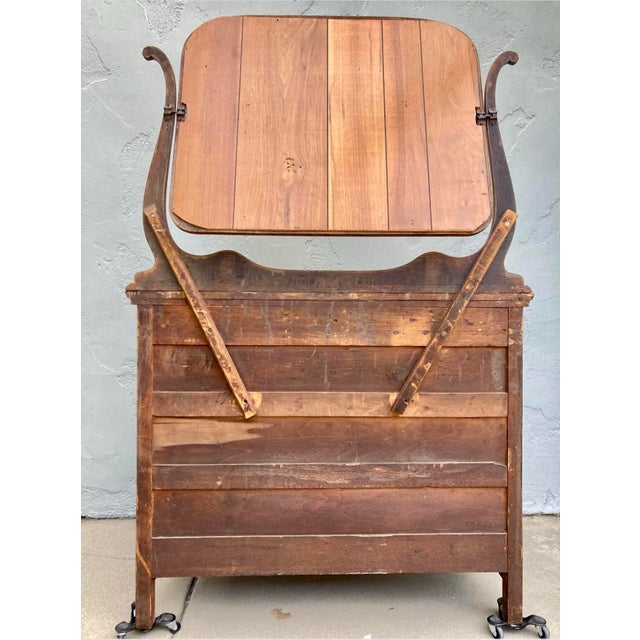 Antique Tiger Oak Four Drawer Dresser W/ Mirror For Sale - Image 4 of 10