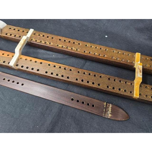 Vintage Cribbage Board Game - Style of John Roberts 20-3/4" Long With 10 Pegs For Sale - Image 10 of 17