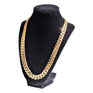Polished Yellow Gold Chain Necklace 244g 21in 12mm Width For Sale