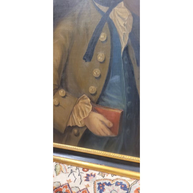 Vintage Oil Painting of a Colonial Noble William Merchant 1755 For Sale - Image 12 of 13